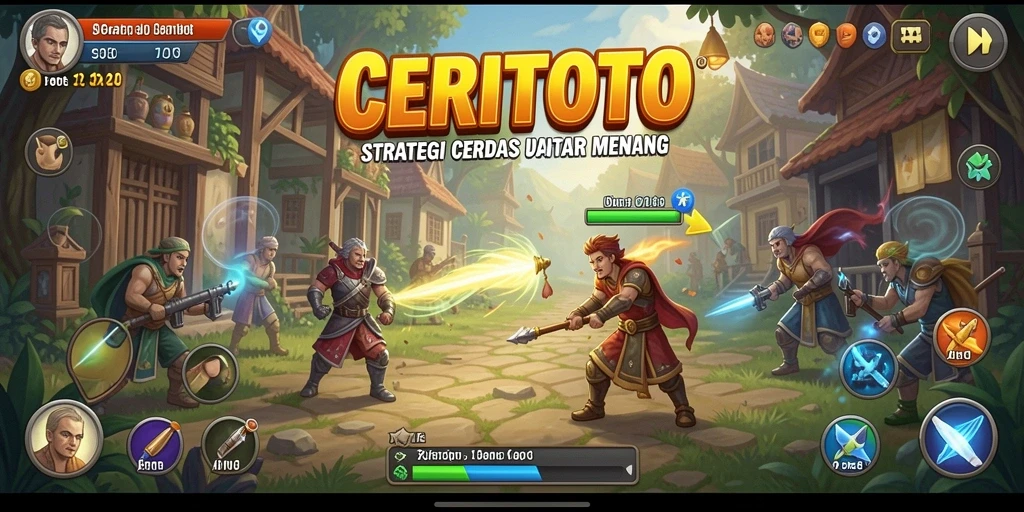Screenshot gameplay CERITOTO menggambarkan aksi strategi yang mendebarkan.