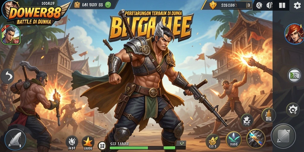 Tampilan seru dari battlefield DOWER88 dengan aksi Battle Royale yang intens.