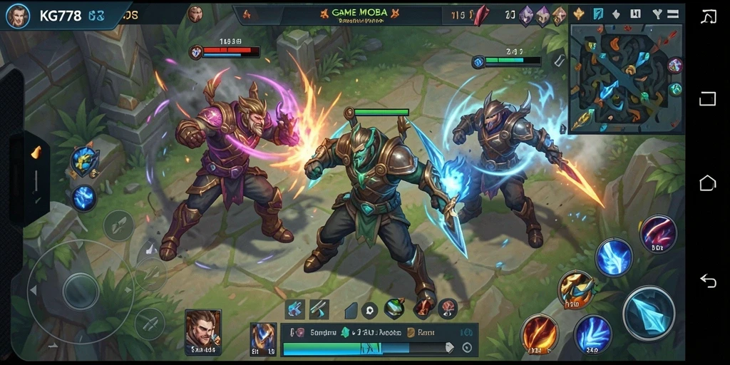 Gameplay seru dalam pertempuran MOBA yang intens.