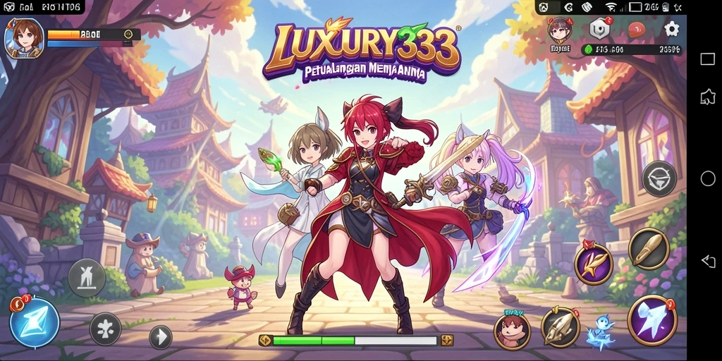 Menampilkan aksi seru dalam gameplay LUXURY333 yang penuh warna.