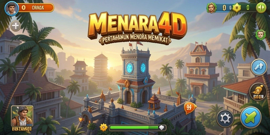Tangkapan layar gameplay MENARA4D menampilkan pertempuran menara yang intens.