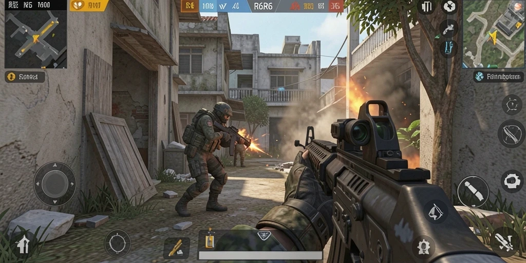Screenshot gameplay R6R6 menampilkan aksi tembak-menembak yang mendebarkan.