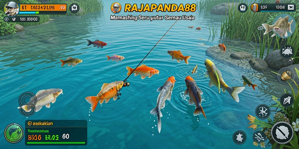Screenshot RAJAPANDA88 menampilkan suasana memancing yang seru dan interaktif.