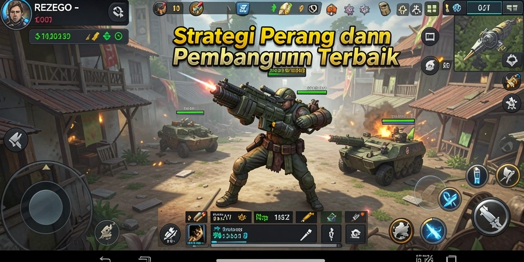 Tangkapan layar gameplay <strong>REZEGO</strong> menampilkan pertempuran yang seru dan strategis.