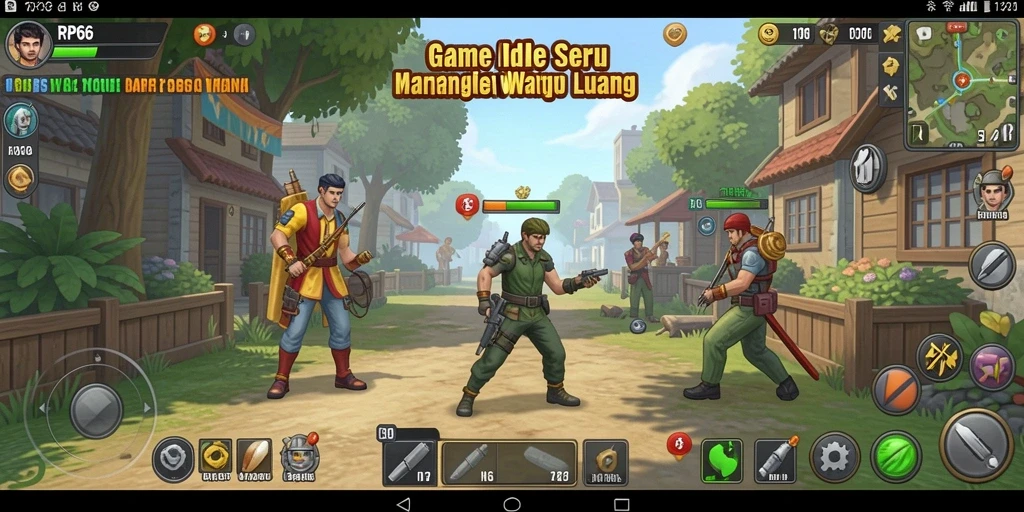 Screenshot RP66 menampilkan karakter dalam gameplay Idle yang menarik dan penuh warna.